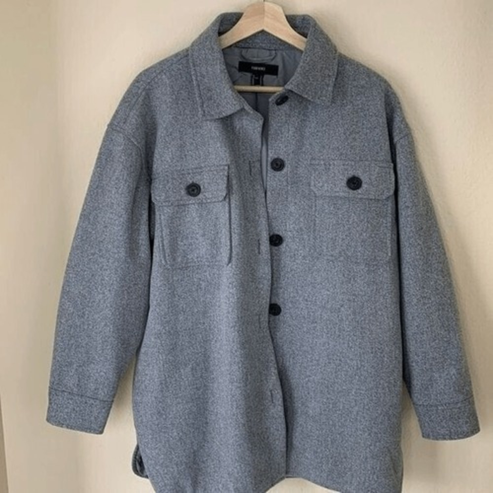 Gray Flannel Shacket Forever 21 Button Oversized … - image 1